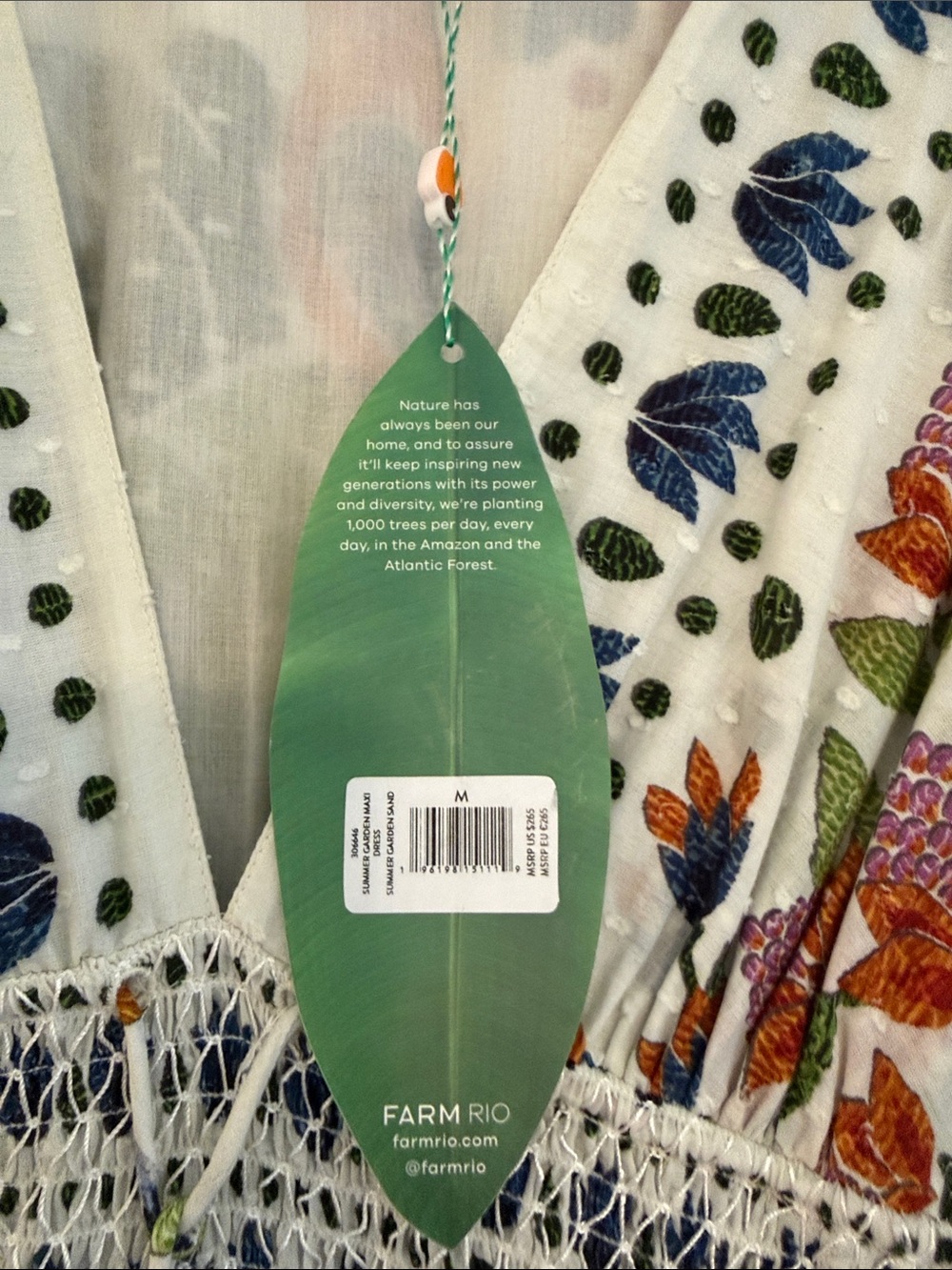 FARM Rio White Maxi Dress with Blue, Green, Pink & Orange Floral Print - Picture 2 of 2